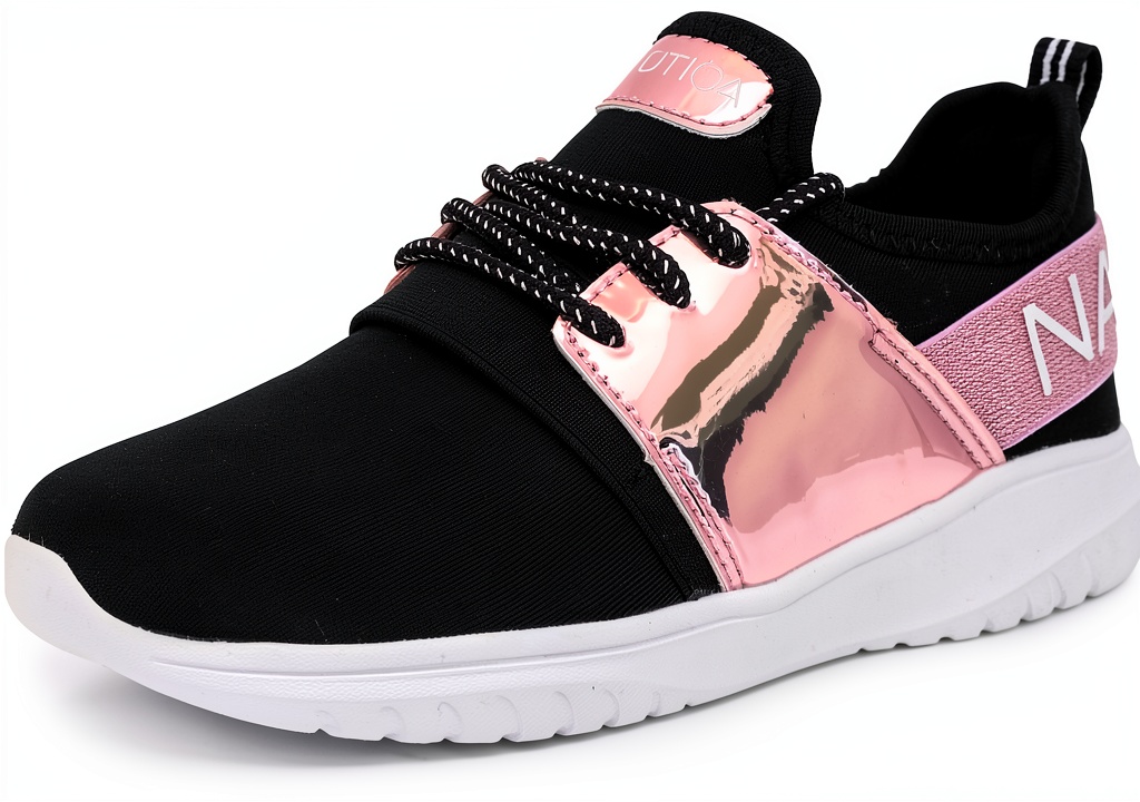 Nautica Girls Lace Up Sneakers on a girl's foot