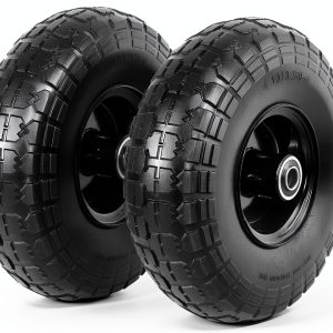 AR-PRO 4.10/3.50-4 Flat Free 10" Solid Rubber Tire Wheel Set-0