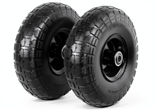 AR-PRO 4.10/3.50-4 Flat Free 10" Solid Rubber Tire Wheel Set-0