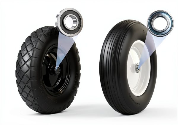 Upgraded 16" Flat Free Wheelbarrow Wheels and Tires, 4.80/4.00-8 Solid Wheelbarrow Tires with 5/8"&3/4" Bearings,14"-16" Universal Fit Wheelbarrow Wheels for Wheelbarrows/Garden Trailer-5