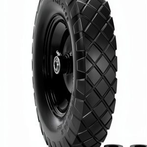 Upgraded 16" Flat Free Wheelbarrow Wheels and Tires, 4.80/4.00-8 Solid Wheelbarrow Tires with 5/8"&3/4" Bearings,14"-16" Universal Fit Wheelbarrow Wheels for Wheelbarrows/Garden Trailer-0