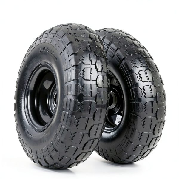 AR-PRO 4.10/3.50-4 Flat Free 10" Solid Rubber Tire Wheel Set-1