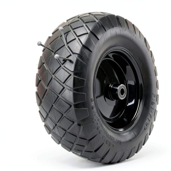 Upgraded 16" Flat Free Wheelbarrow Wheels and Tires, 4.80/4.00-8 Solid Wheelbarrow Tires with 5/8"&3/4" Bearings,14"-16" Universal Fit Wheelbarrow Wheels for Wheelbarrows/Garden Trailer-4