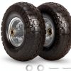 4.10/3.50-4 Flat Free Tire and Wheel GICOOL 10" Duty Solid, 2 Pack-0