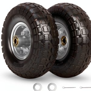 4.10/3.50-4 Flat Free Tire and Wheel GICOOL 10" Duty Solid, 2 Pack-0